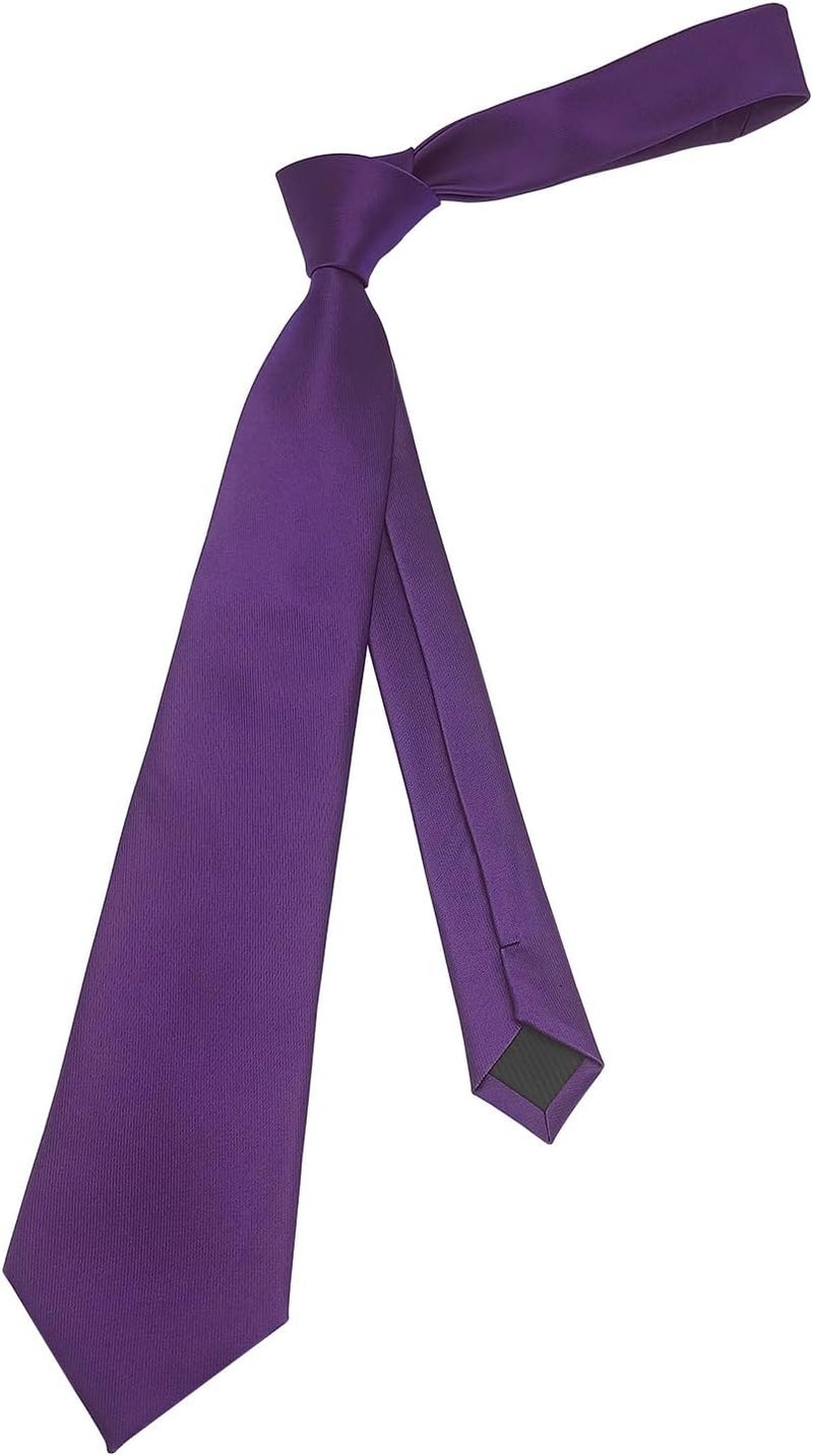 Murong Men's Ties Solid Color Pure Polyester Plain Fine Stripes Necktie Ties For Men - Image 3